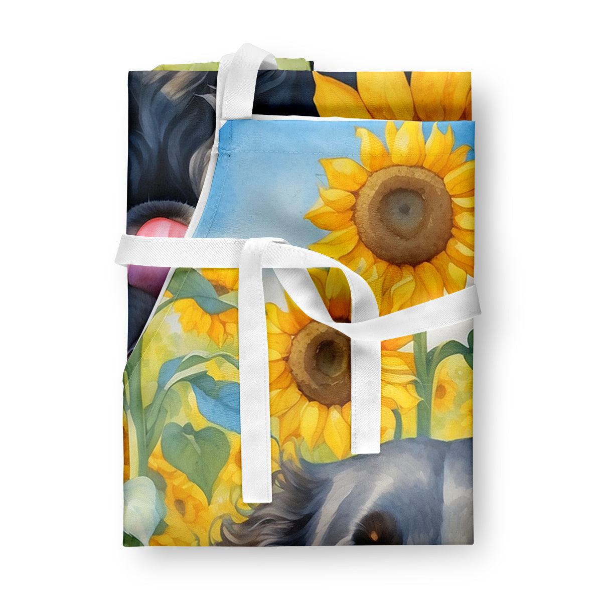 Curly-Coated Retriever in Sunflowers Apron