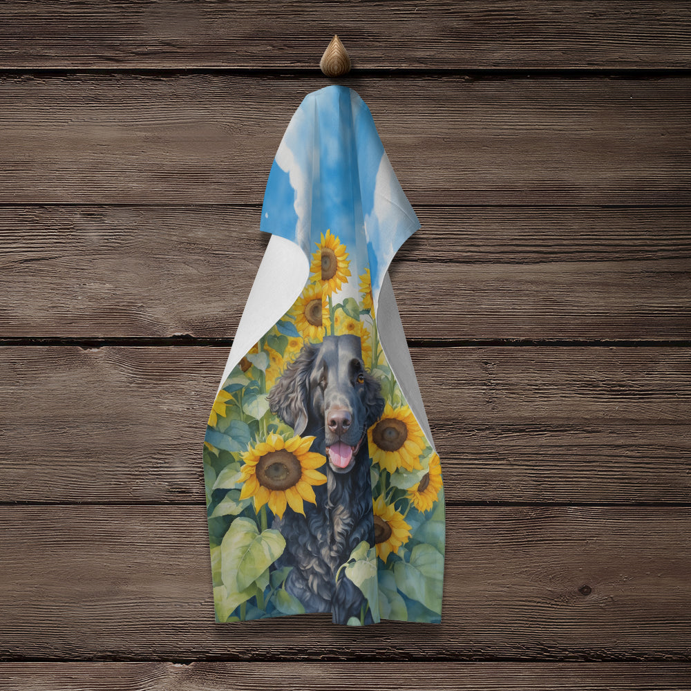 Curly-Coated Retriever in Sunflowers Kitchen Towel