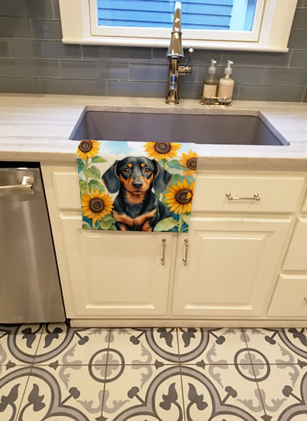 Buy this Dachshund in Sunflowers Kitchen Towel