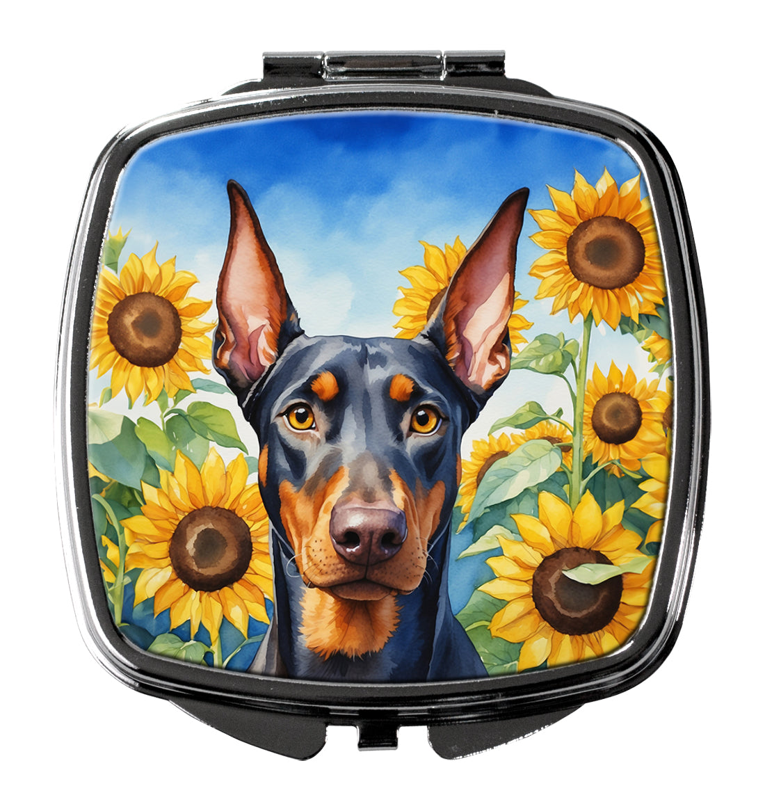 Buy this Doberman Pinscher in Sunflowers Compact Mirror
