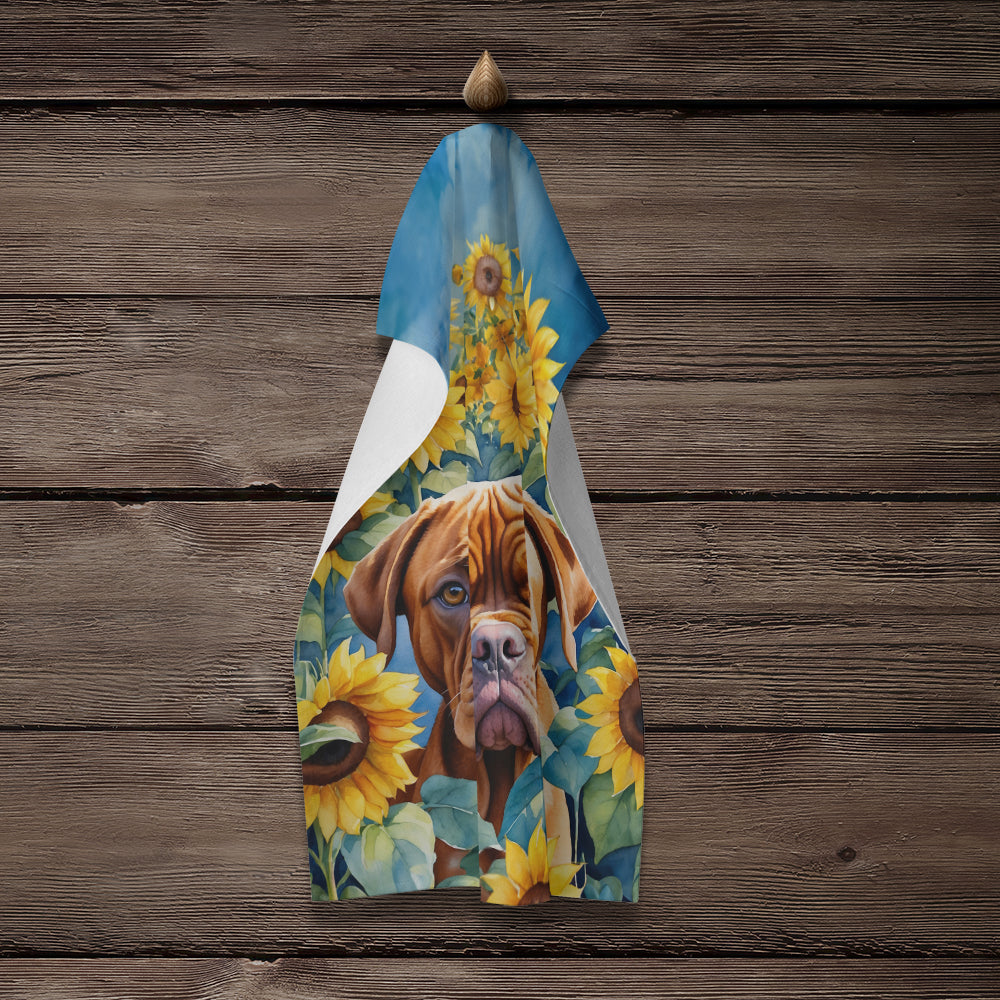 Dogue de Bordeaux in Sunflowers Kitchen Towel