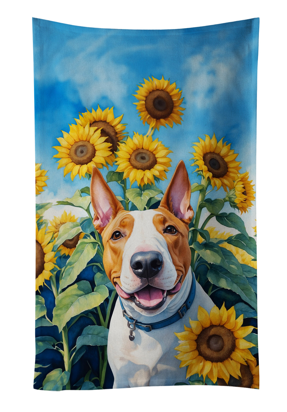 Buy this English Bull Terrier in Sunflowers Kitchen Towel