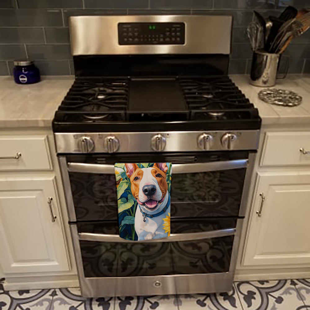 English Bull Terrier in Sunflowers Kitchen Towel