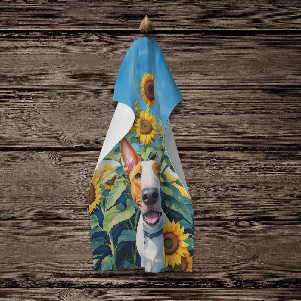 English Bull Terrier in Sunflowers Kitchen Towel