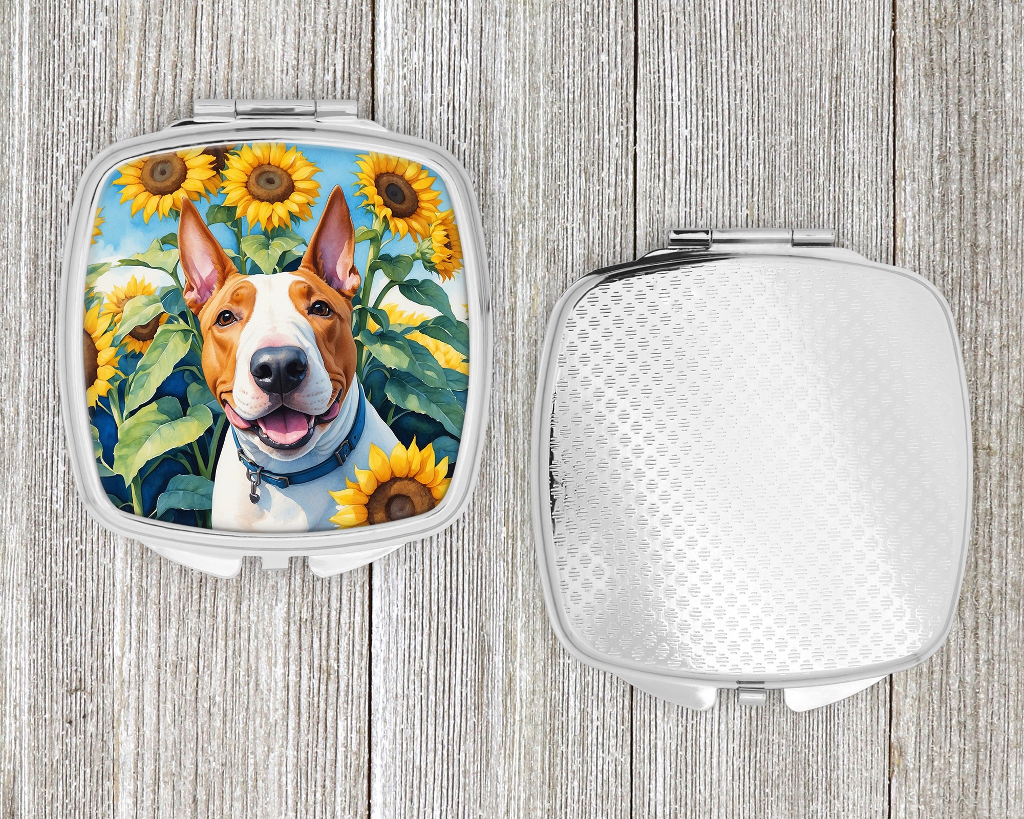 English Bull Terrier in Sunflowers Compact Mirror