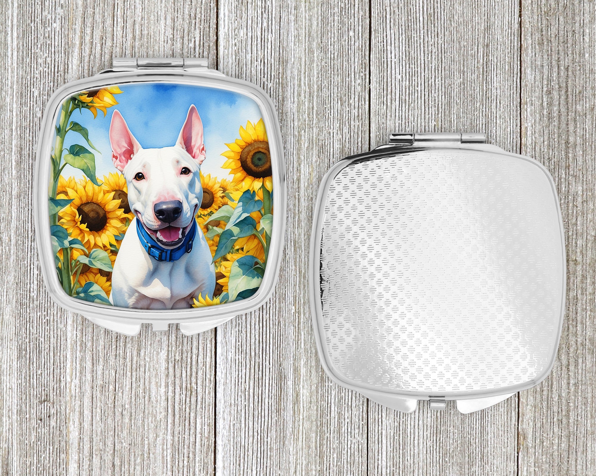 English Bull Terrier in Sunflowers Compact Mirror
