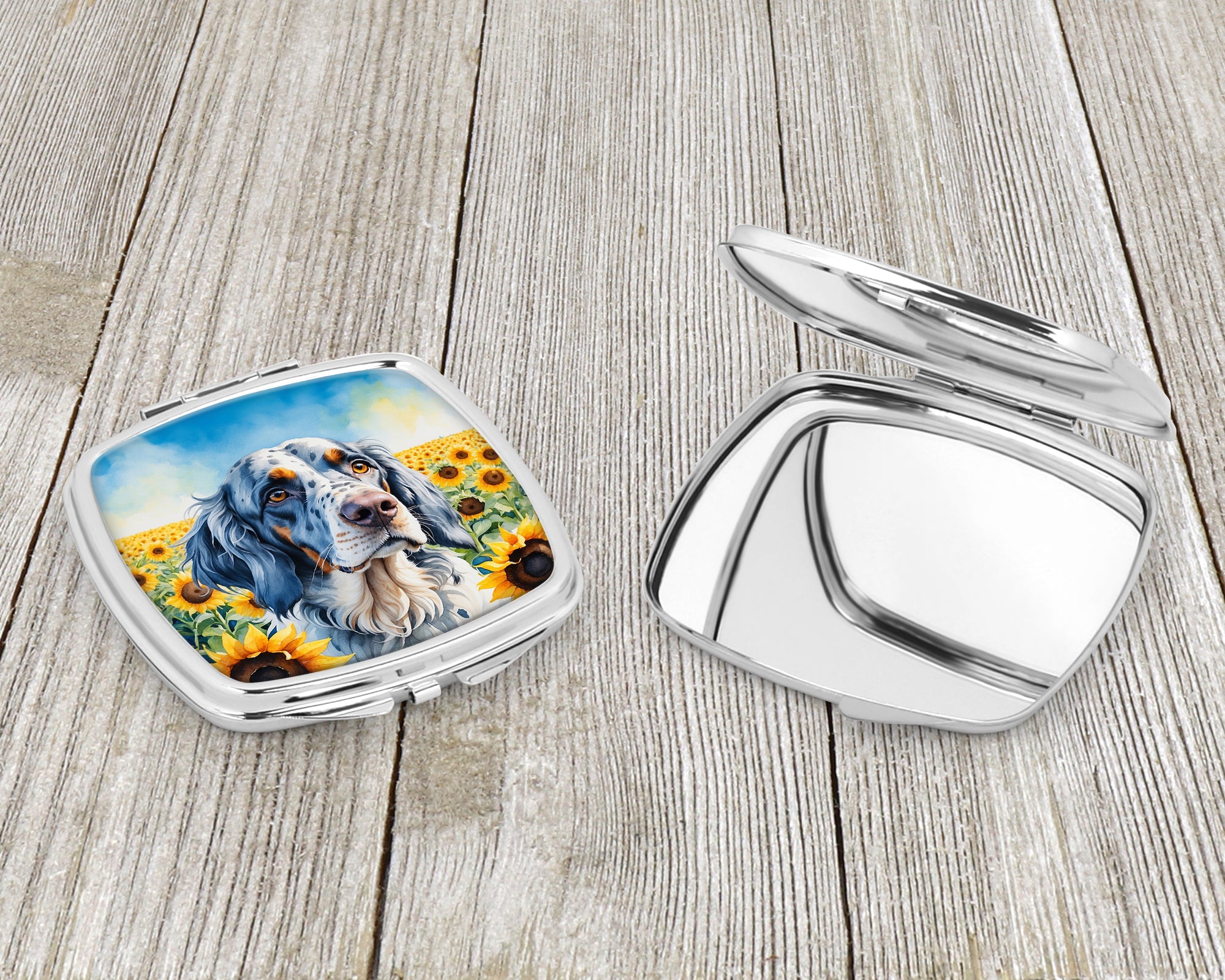 English Setter in Sunflowers Compact Mirror