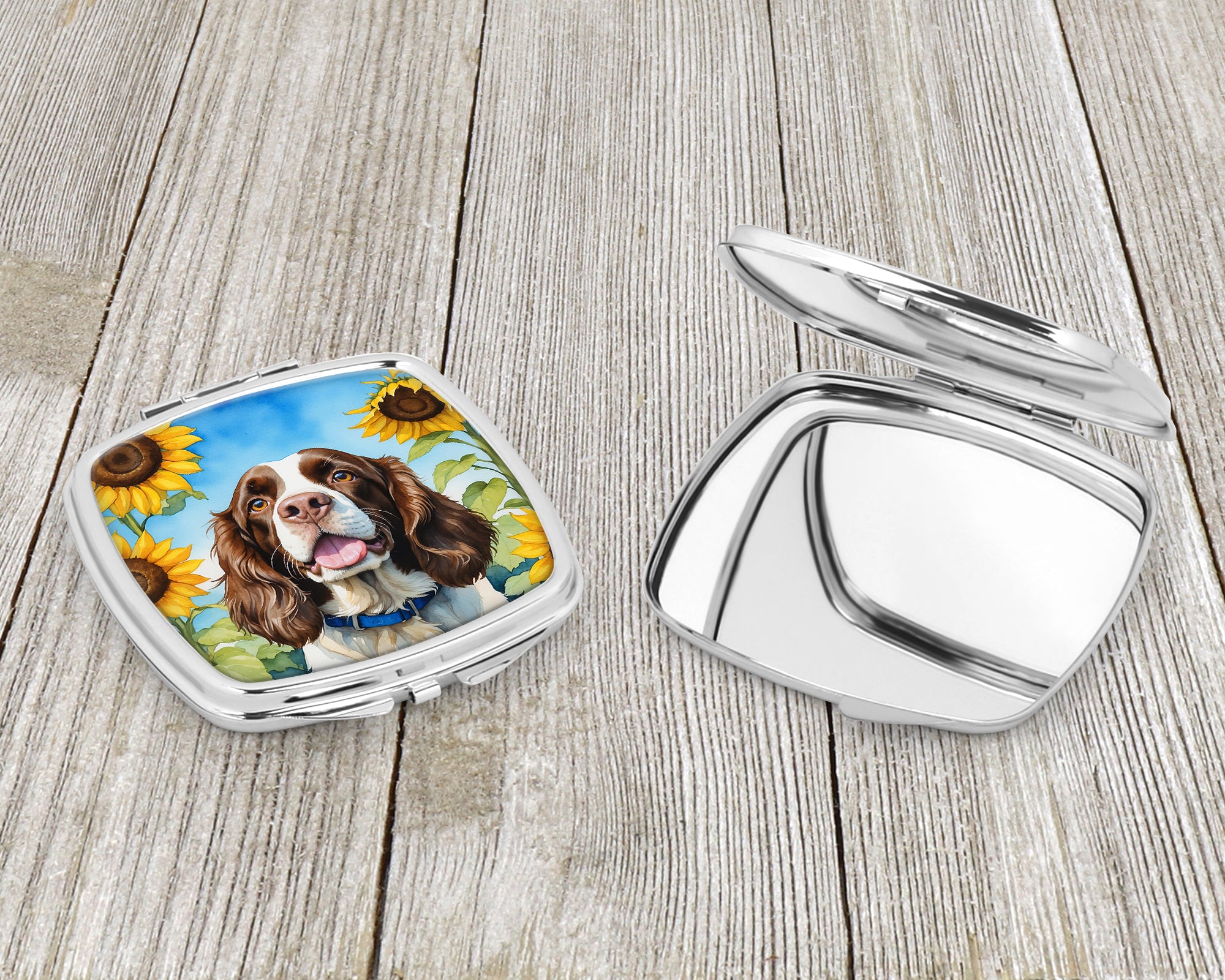 English Springer Spaniel in Sunflowers Compact Mirror