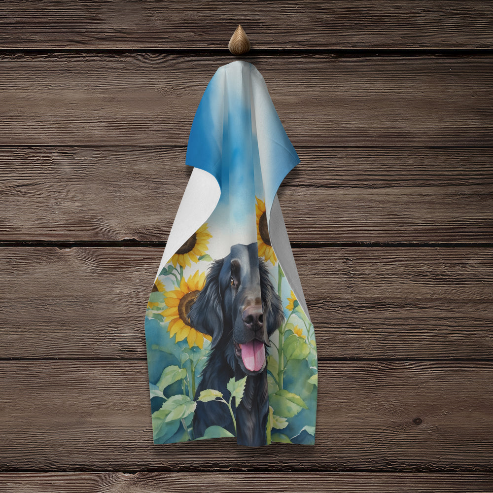 Flat-Coated Retriever in Sunflowers Kitchen Towel