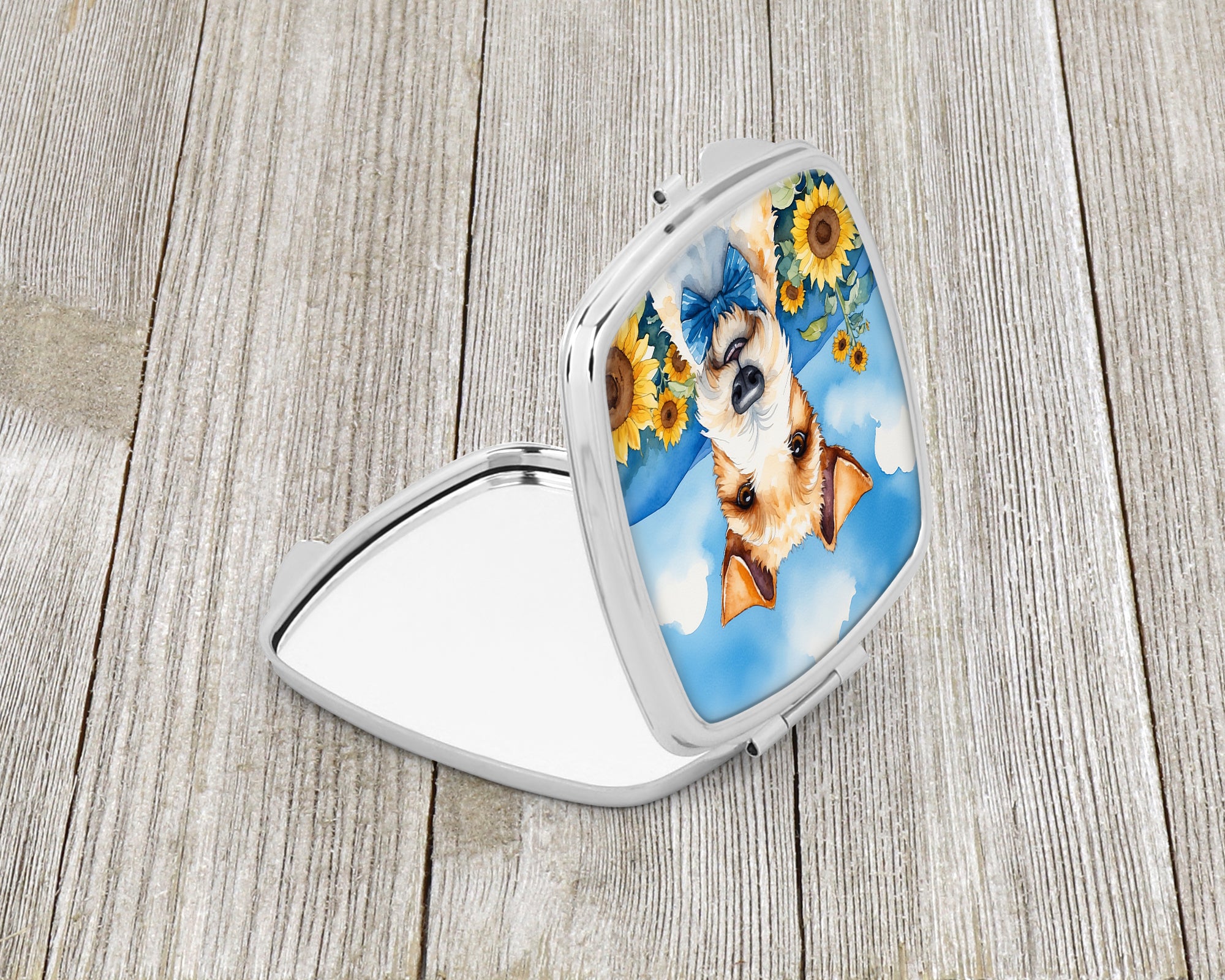 Fox Terrier in Sunflowers Compact Mirror
