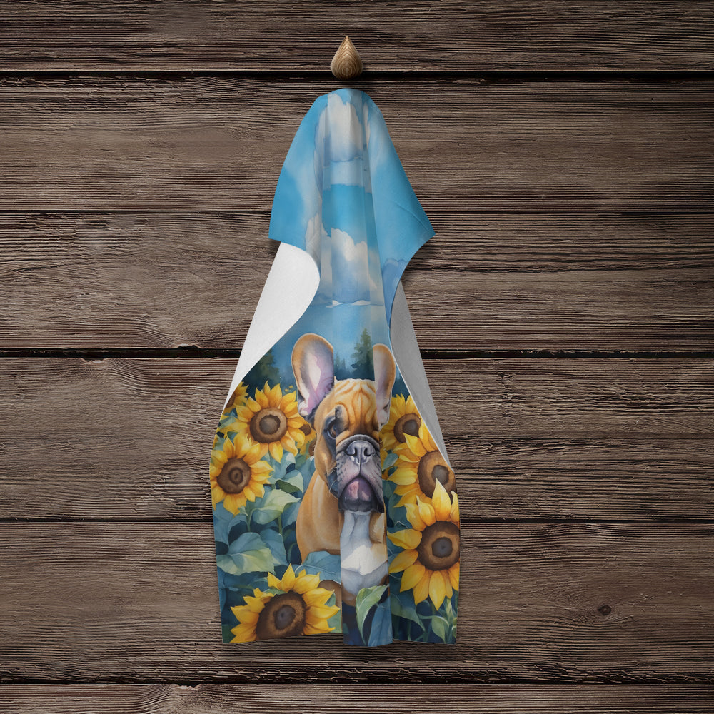 French Bulldog in Sunflowers Kitchen Towel