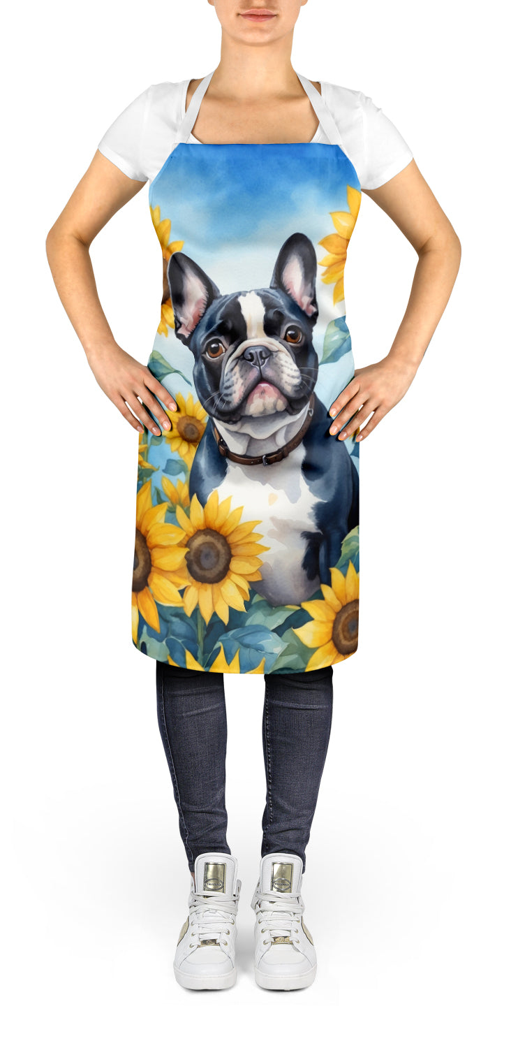 French Bulldog in Sunflowers Apron