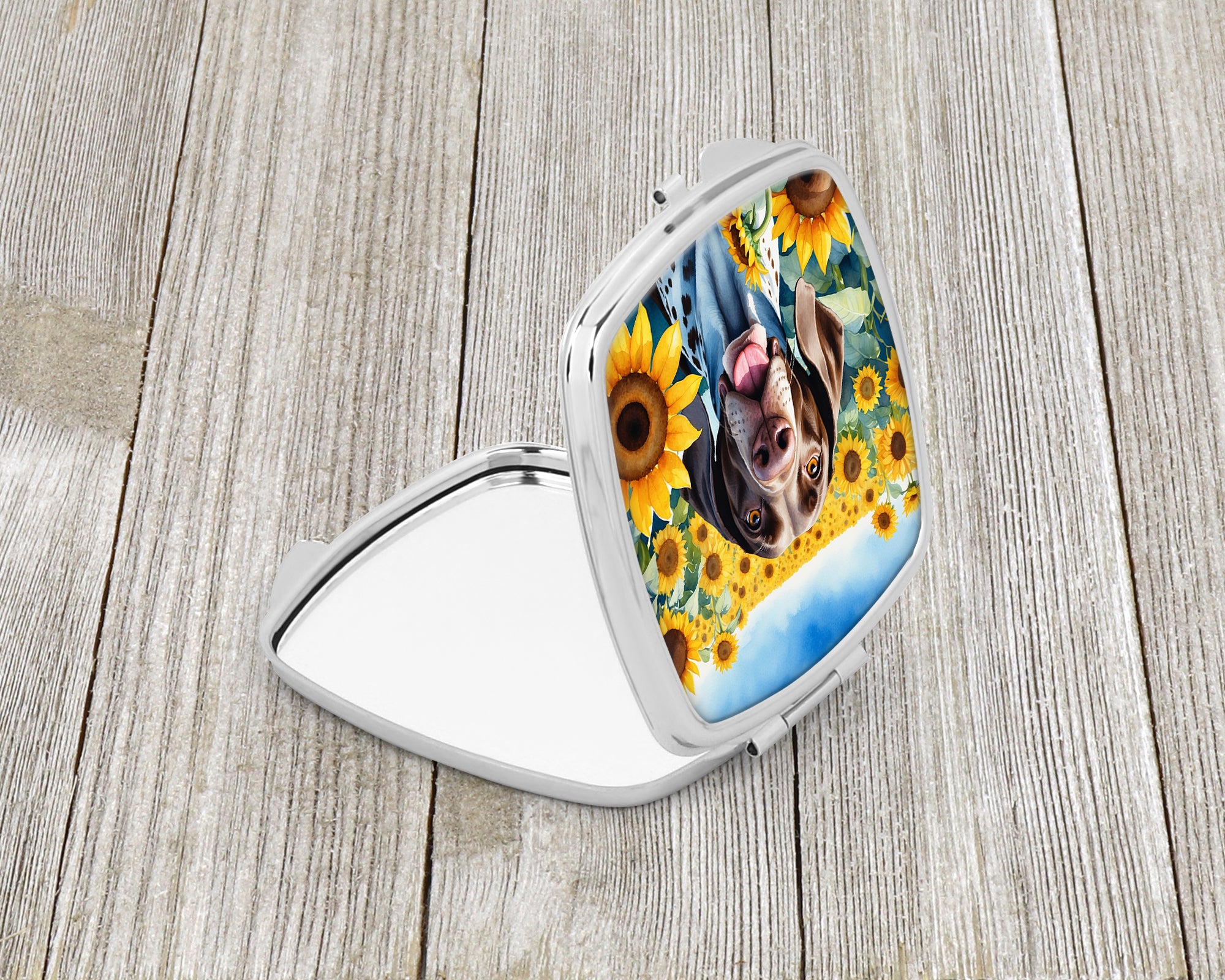 German Shorthaired Pointer in Sunflowers Compact Mirror