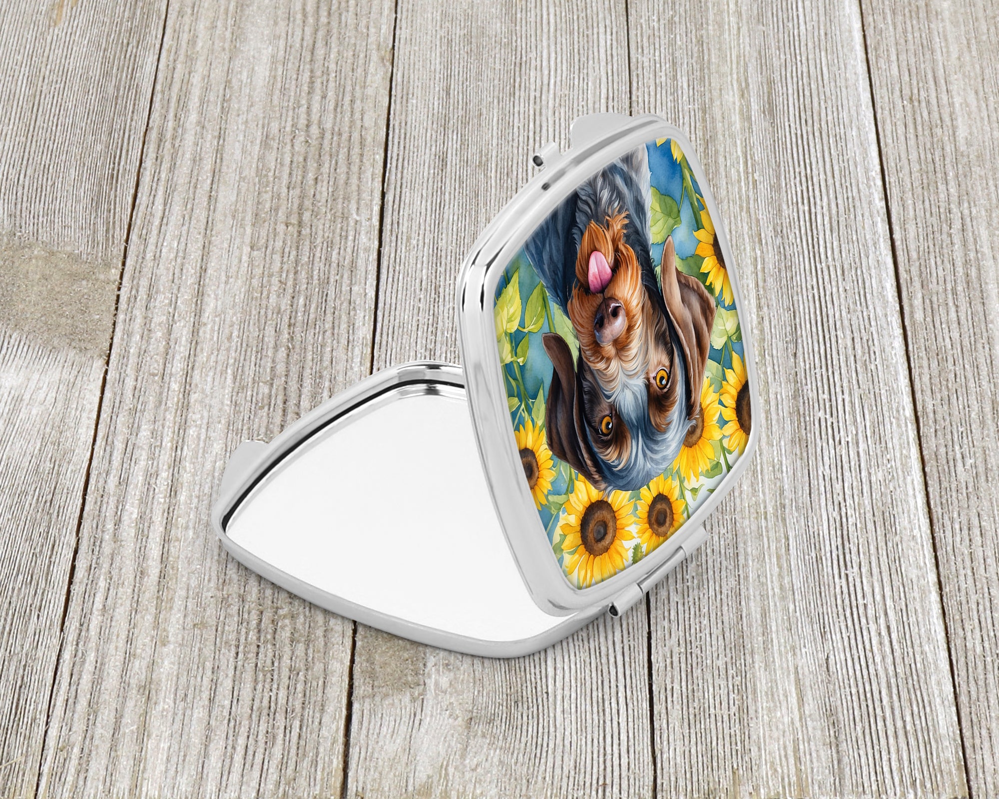 Buy this German Wirehaired Pointer in Sunflowers Compact Mirror