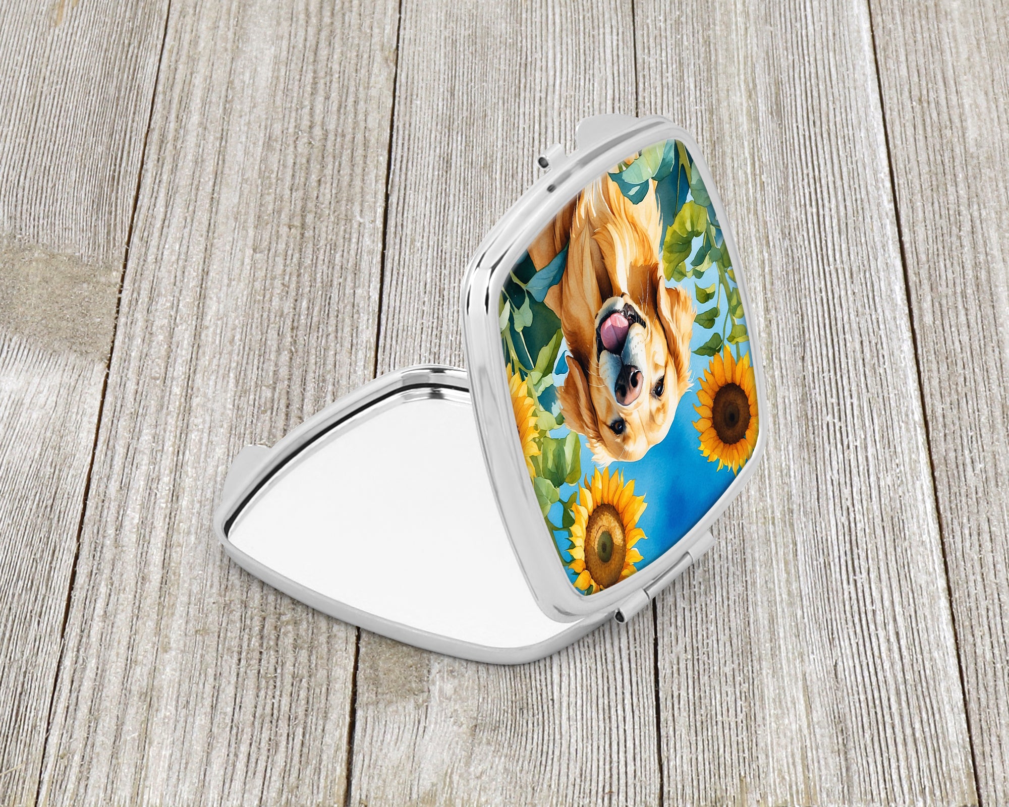 Buy this Golden Retriever in Sunflowers Compact Mirror