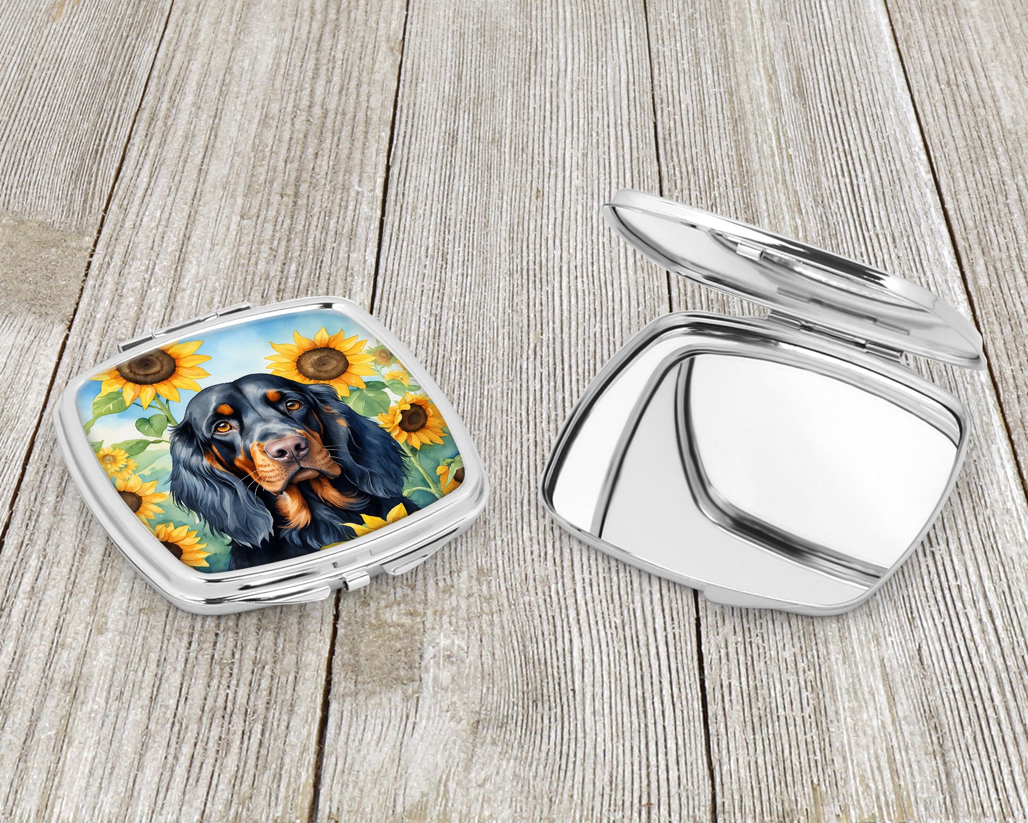 Gordon Setter in Sunflowers Compact Mirror