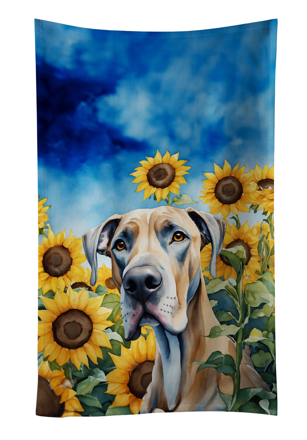 Buy this Great Dane in Sunflowers Kitchen Towel
