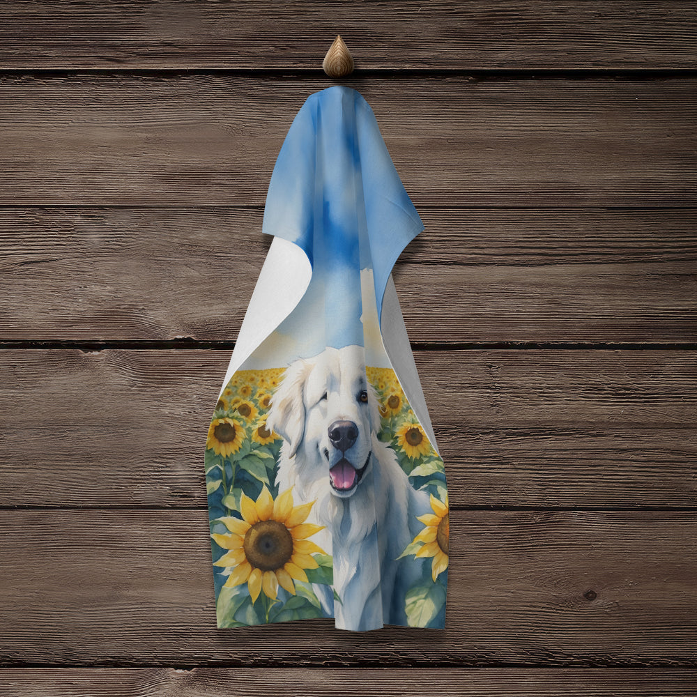 Great Pyrenees in Sunflowers Kitchen Towel