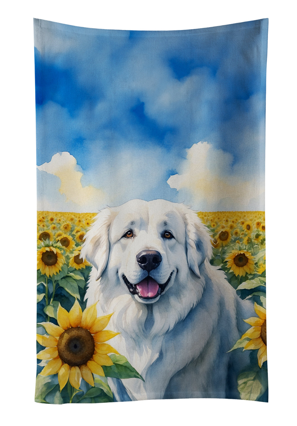Buy this Great Pyrenees in Sunflowers Kitchen Towel