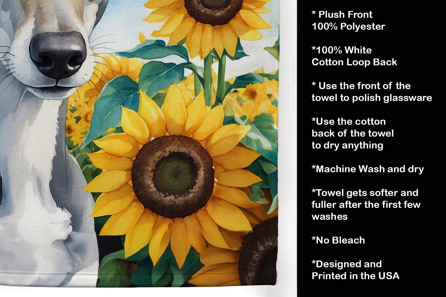 Greyhound in Sunflowers Kitchen Towel