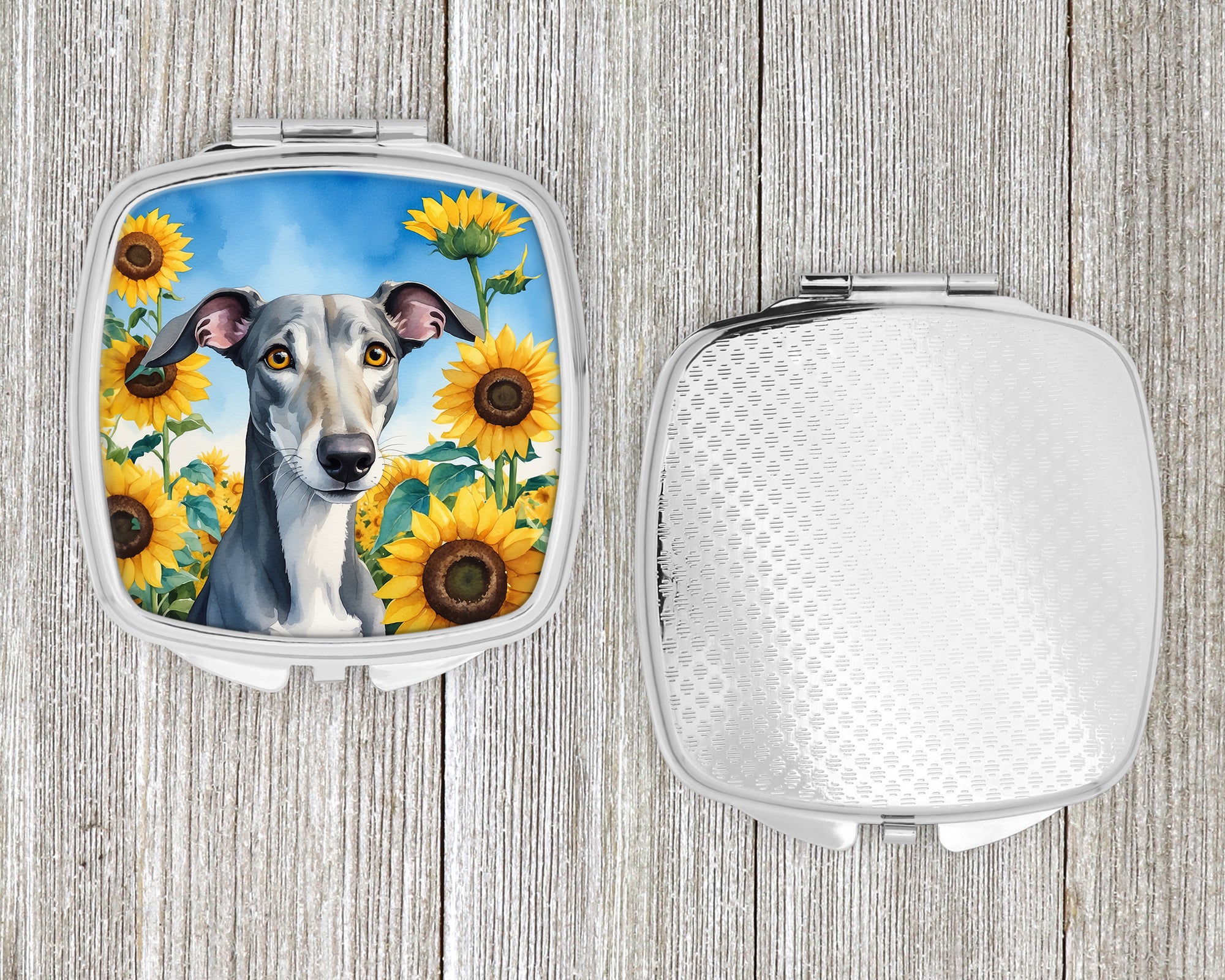 Greyhound in Sunflowers Compact Mirror