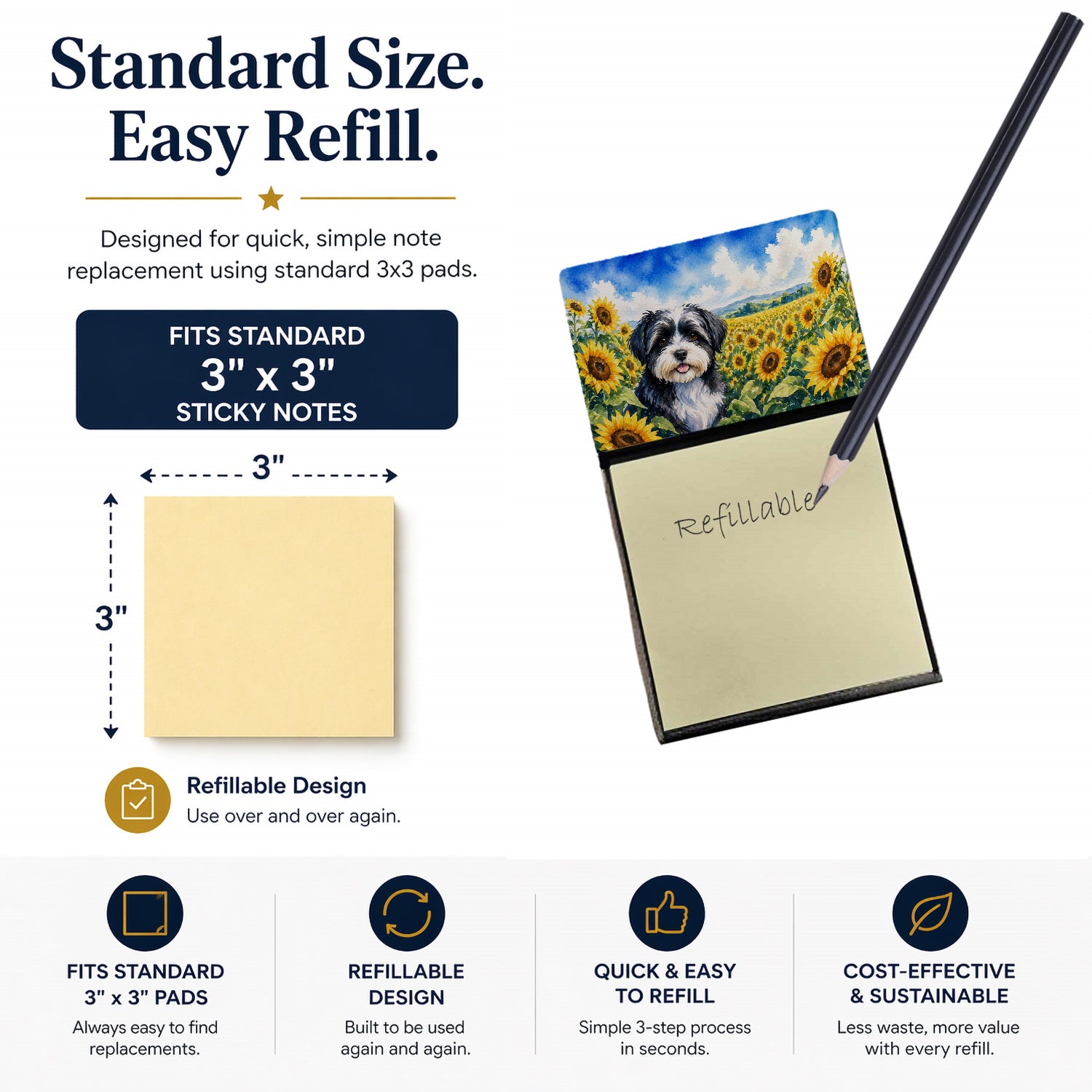 Buy this Havanese in Sunflowers Watercolor Sticky Note Holder