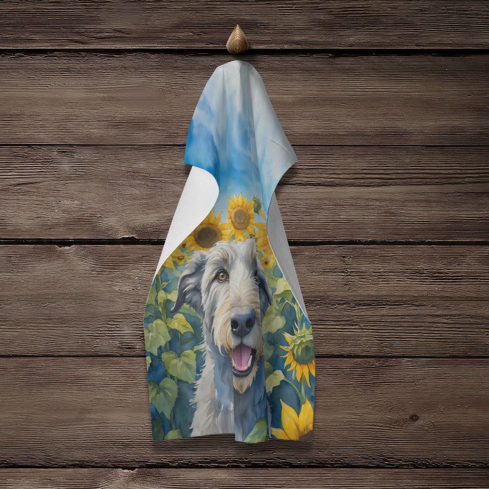 Irish Wolfhound in Sunflowers Kitchen Towel