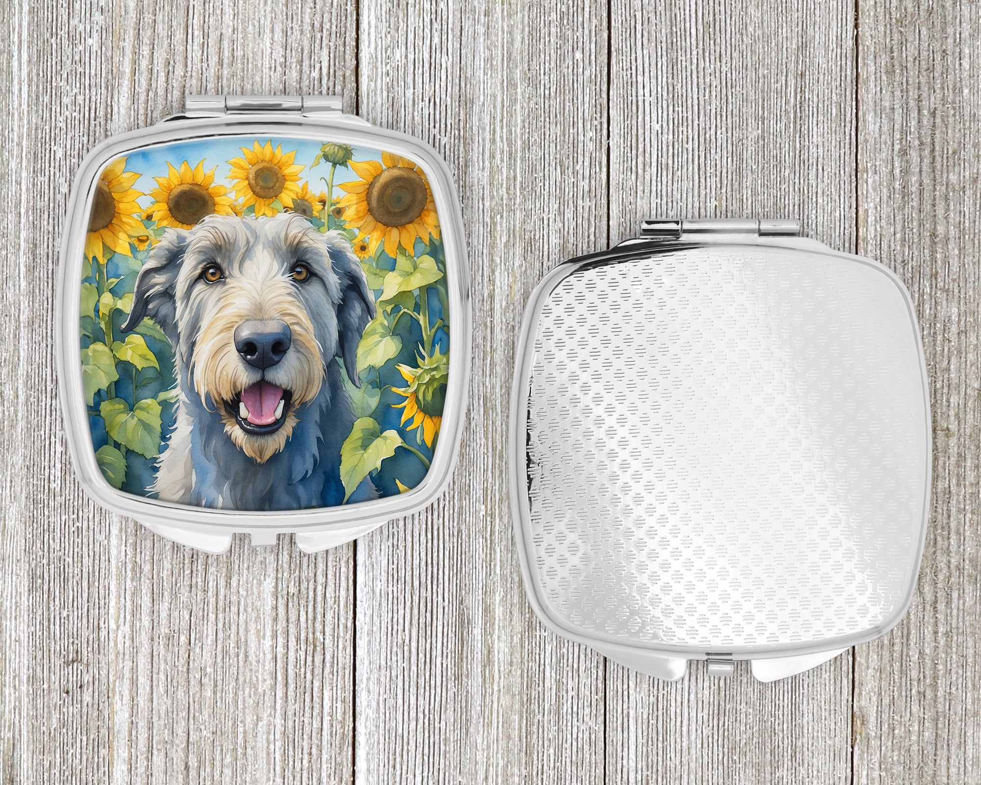 Irish Wolfhound in Sunflowers Compact Mirror