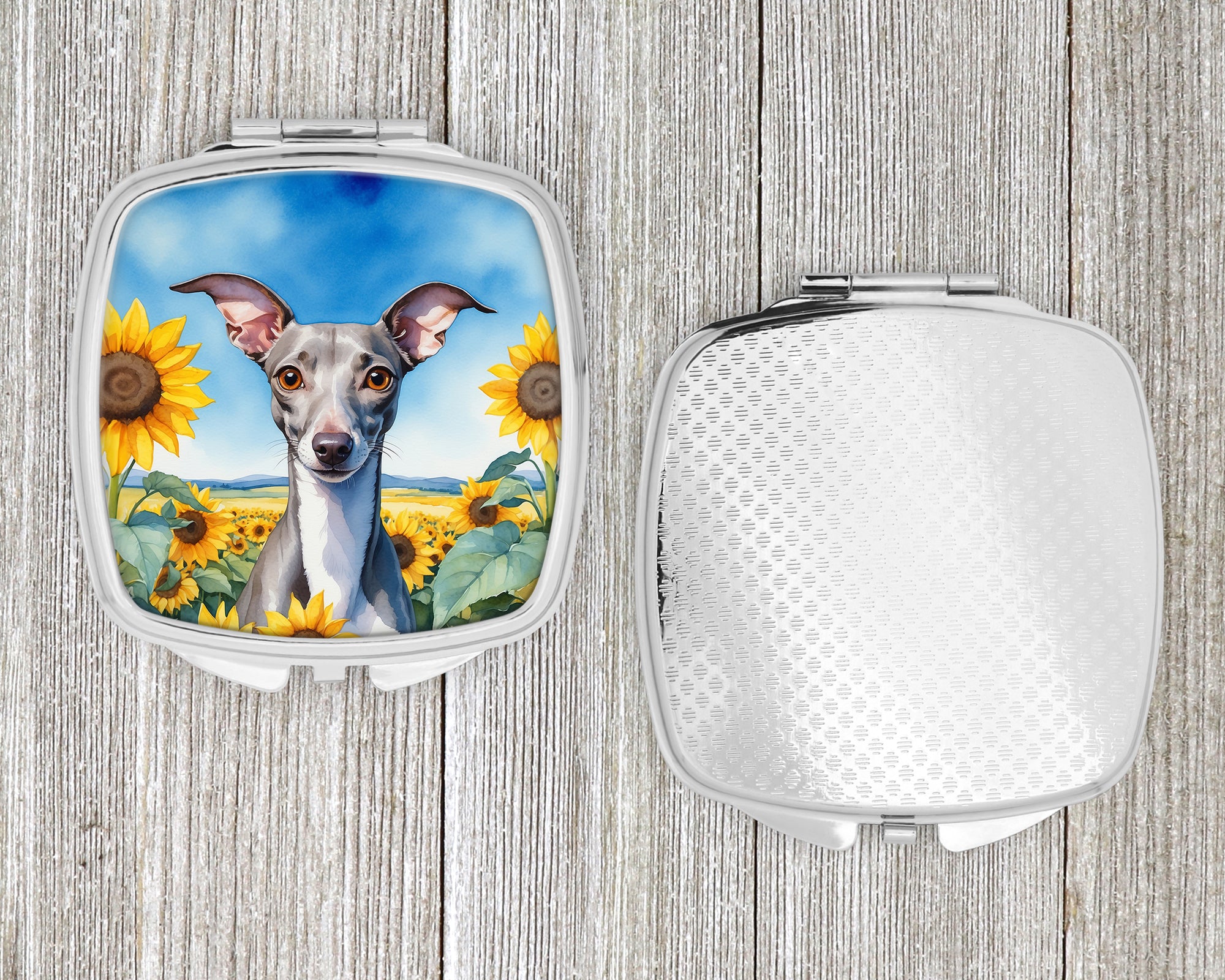Italian Greyhound in Sunflowers Compact Mirror