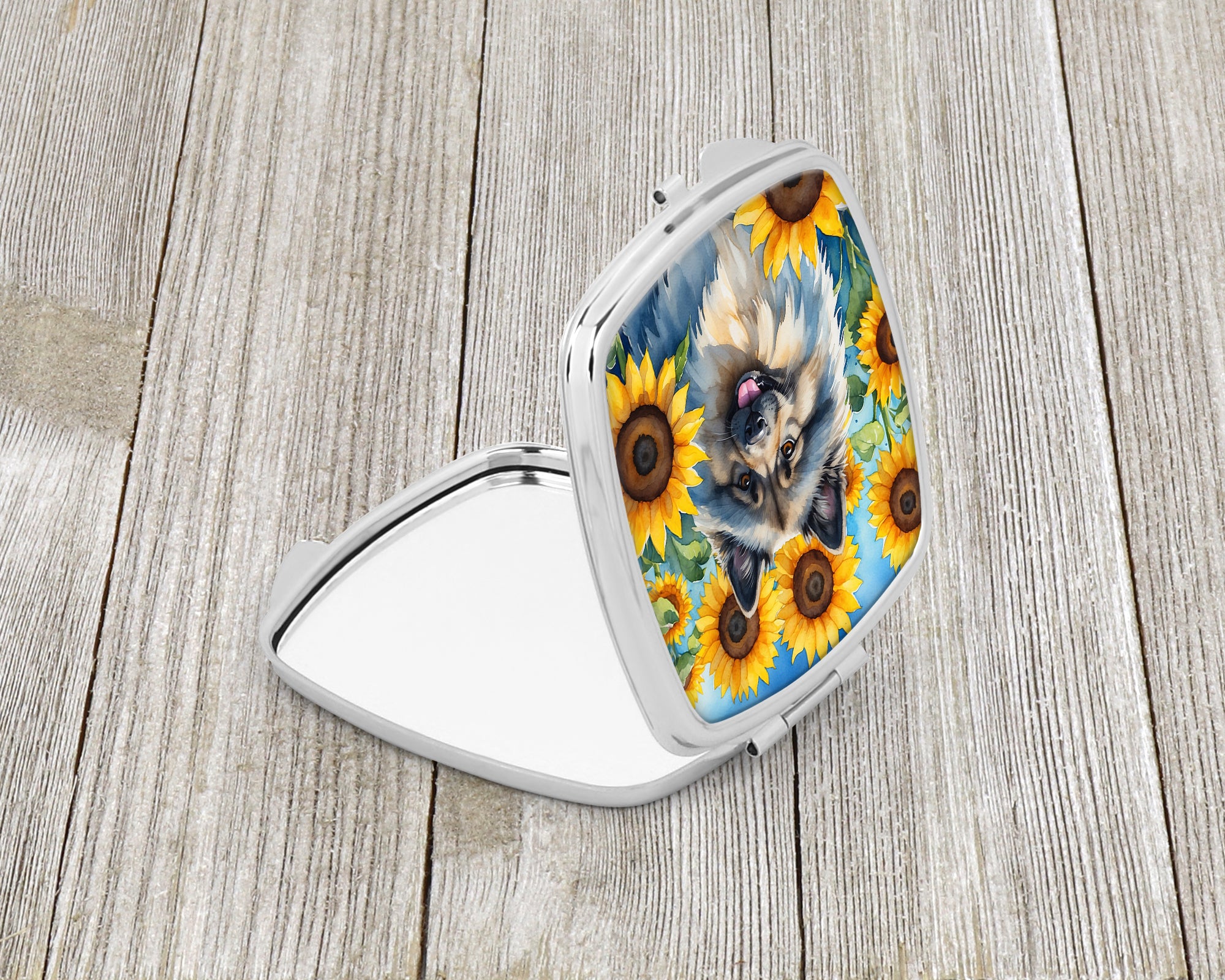 Buy this Keeshond in Sunflowers Compact Mirror