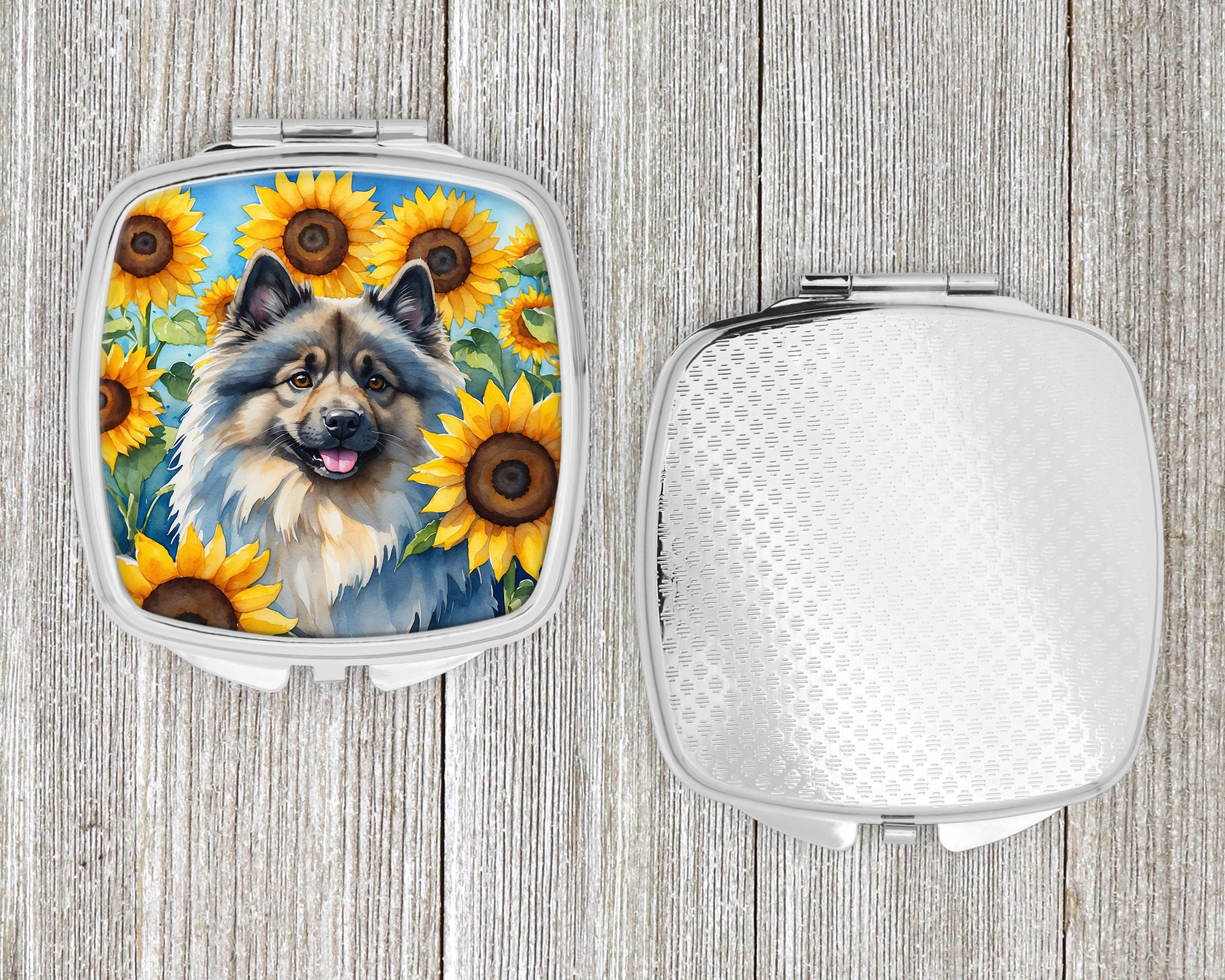 Keeshond in Sunflowers Compact Mirror