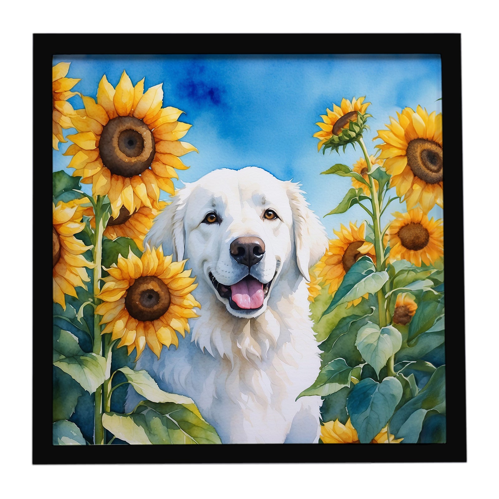 Caroline's Treasures Kuvasz in Sunflowers Framed Metal Print