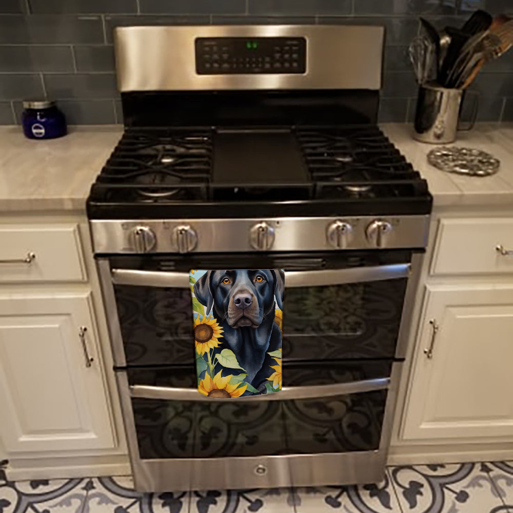 Labrador Retriever in Sunflowers Kitchen Towel