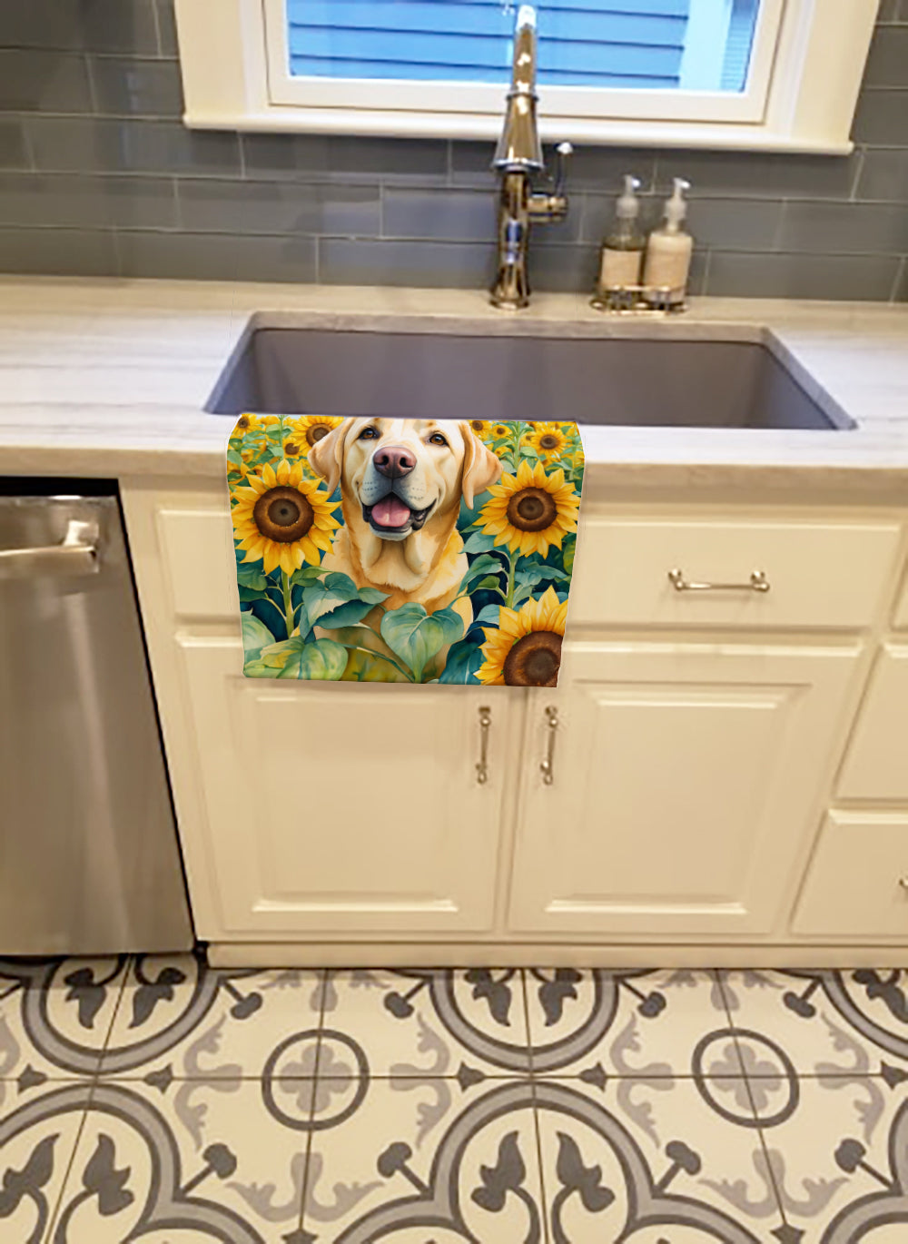 Buy this Labrador Retriever in Sunflowers Kitchen Towel