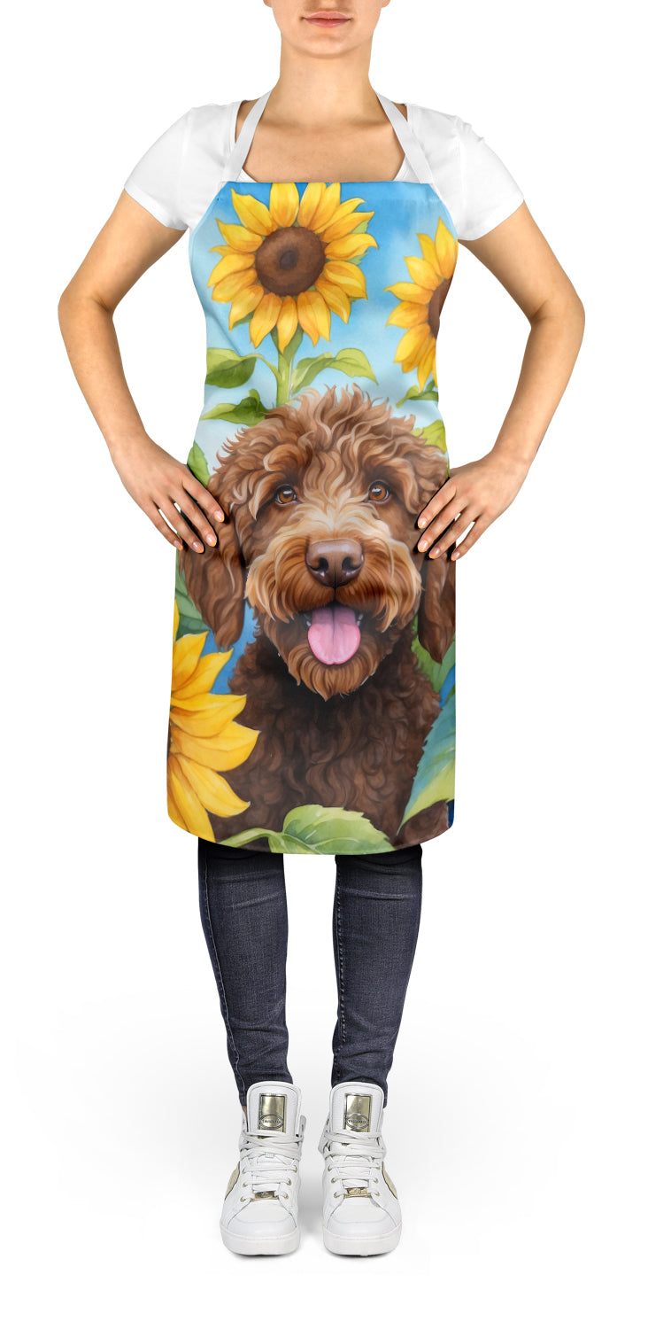 Labradoodle in Sunflowers Apron