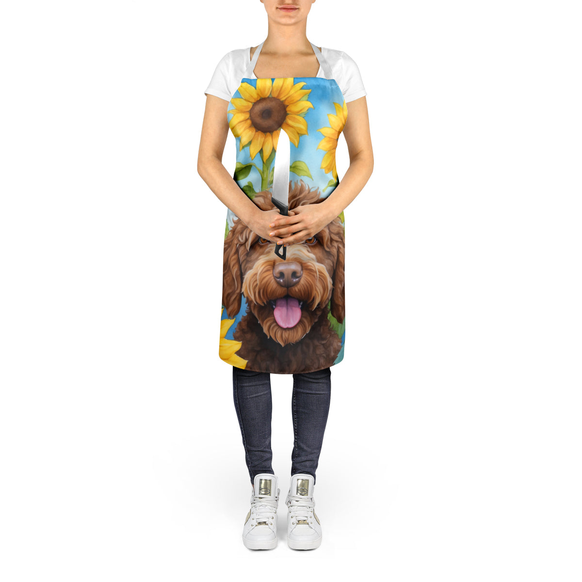 Labradoodle in Sunflowers Apron
