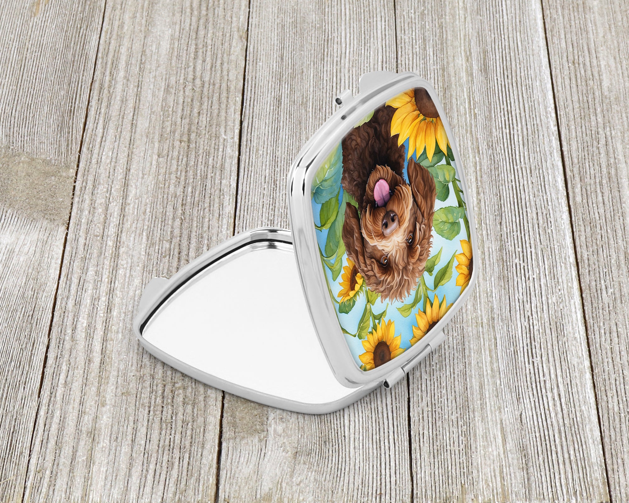 Buy this Labradoodle in Sunflowers Compact Mirror