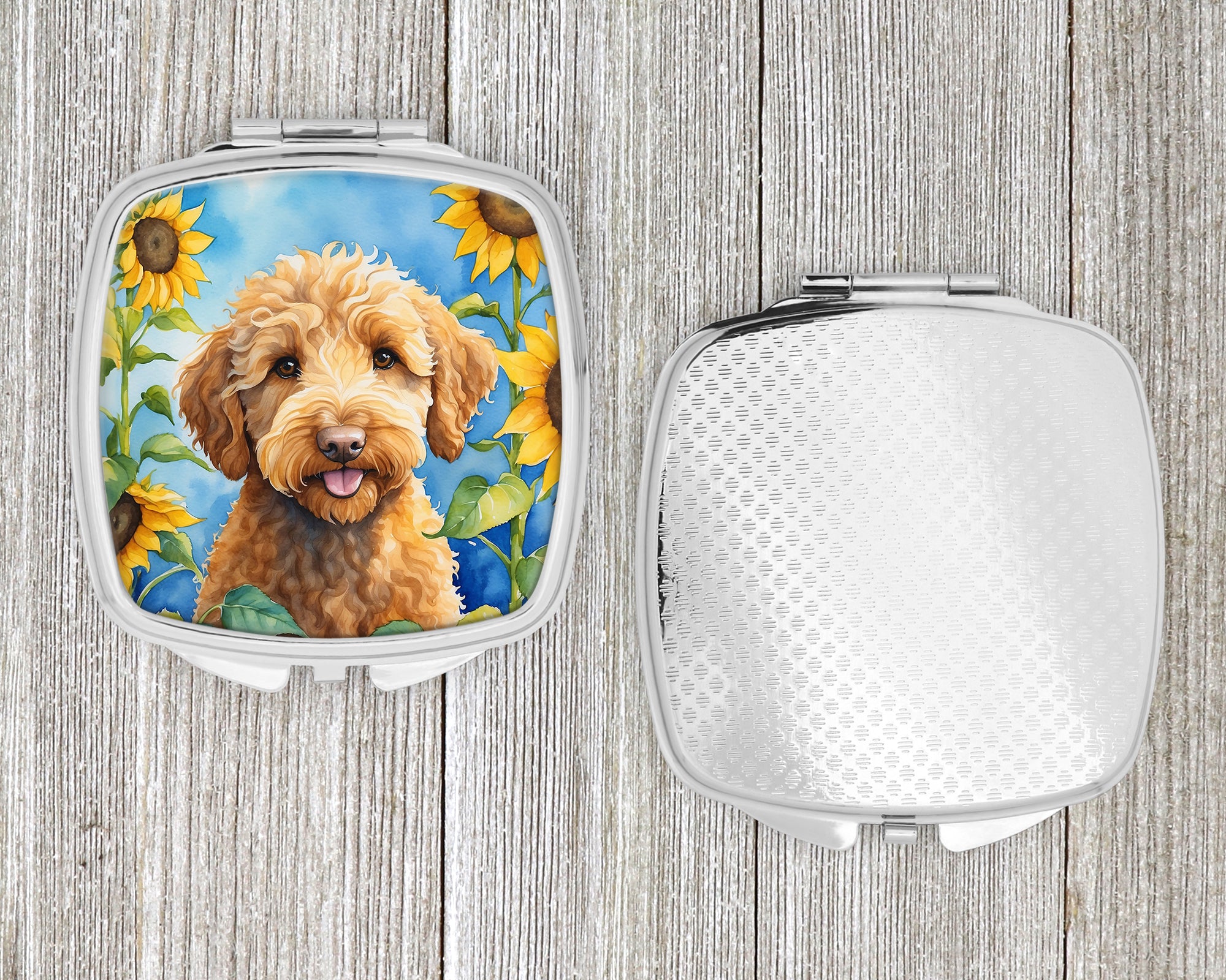 Labradoodle in Sunflowers Compact Mirror