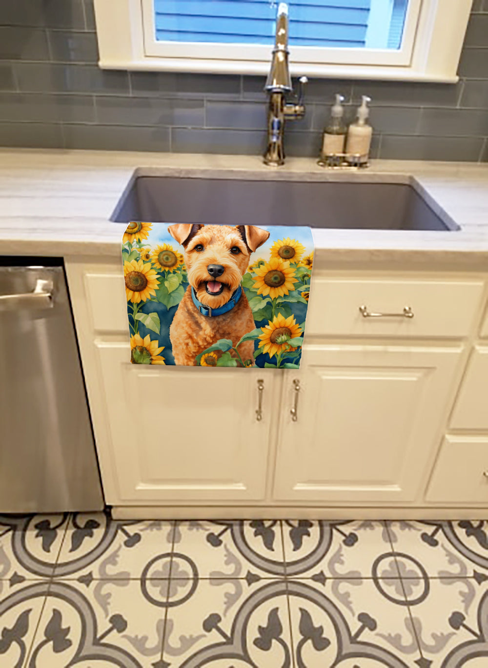 Lakeland Terrier in Sunflowers Kitchen Towel