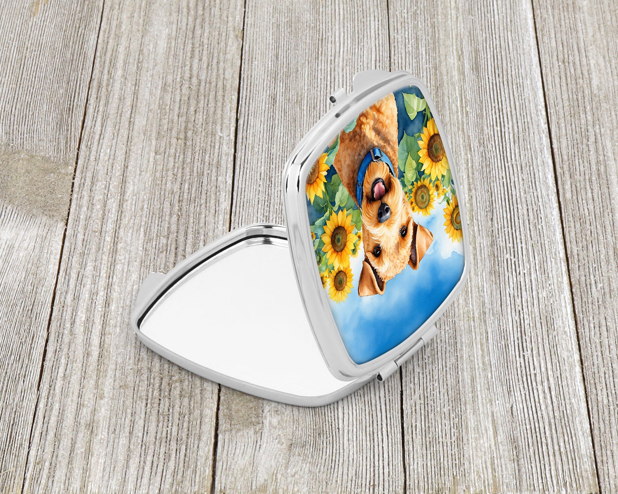 Lakeland Terrier in Sunflowers Compact Mirror