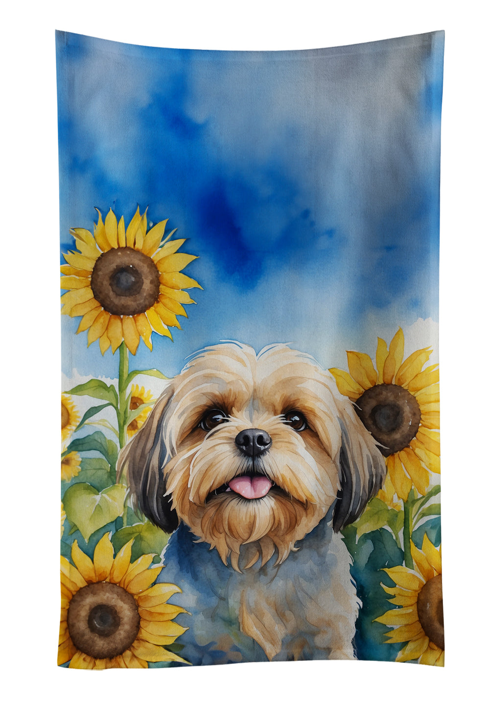 Buy this Lhasa Apso in Sunflowers Kitchen Towel