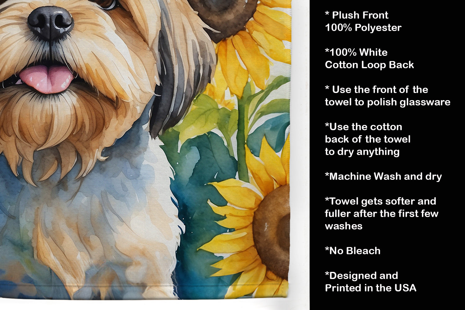 Lhasa Apso in Sunflowers Kitchen Towel
