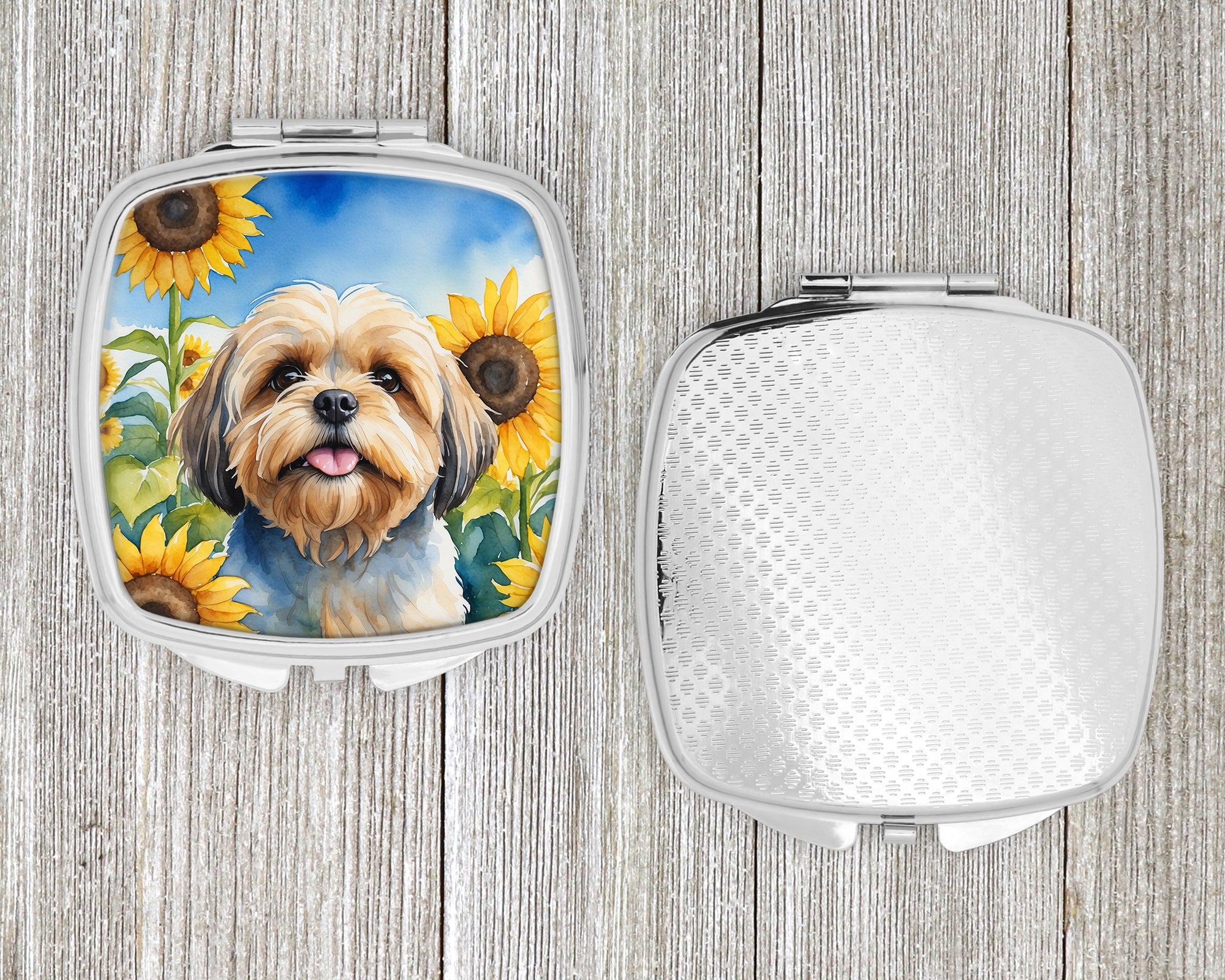 Lhasa Apso in Sunflowers Compact Mirror