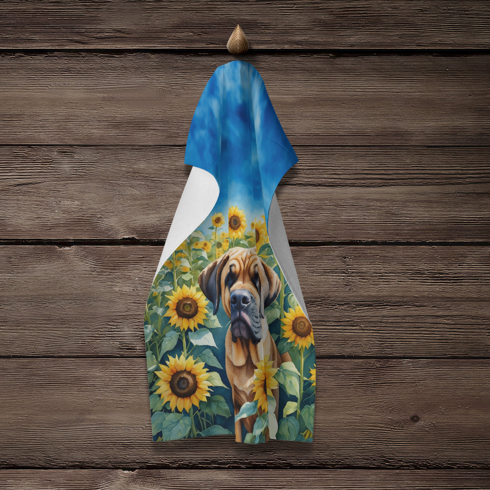 Mastiff in Sunflowers Kitchen Towel