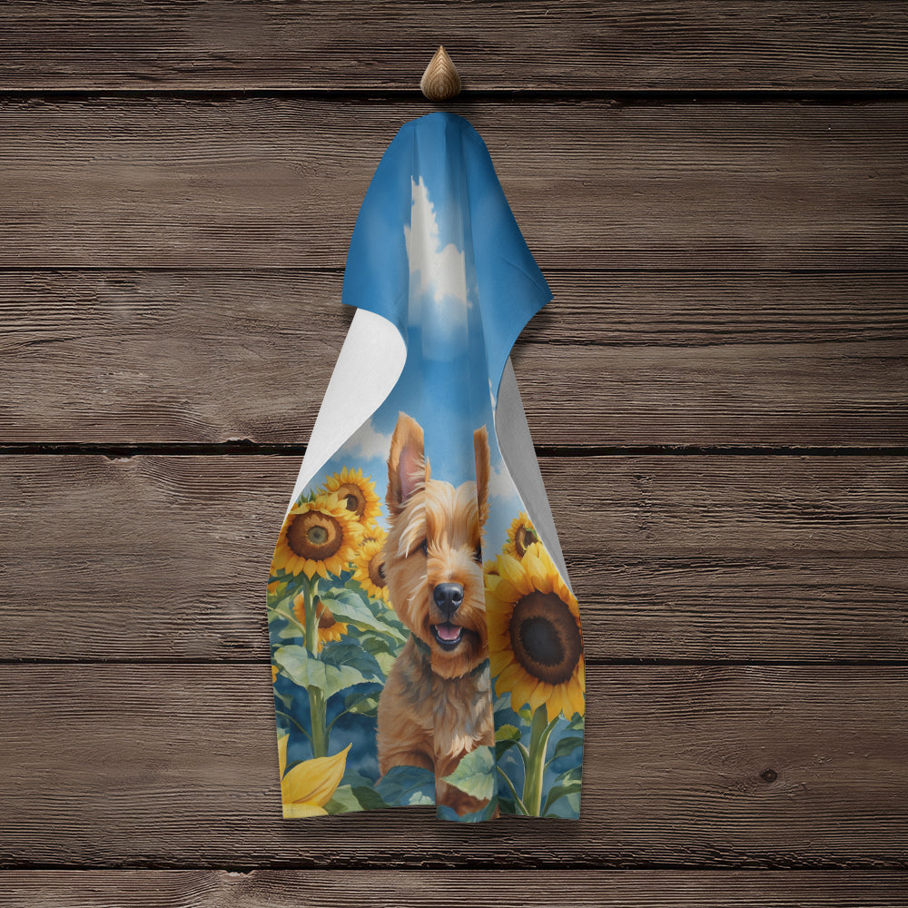 Norwich Terrier in Sunflowers Kitchen Towel