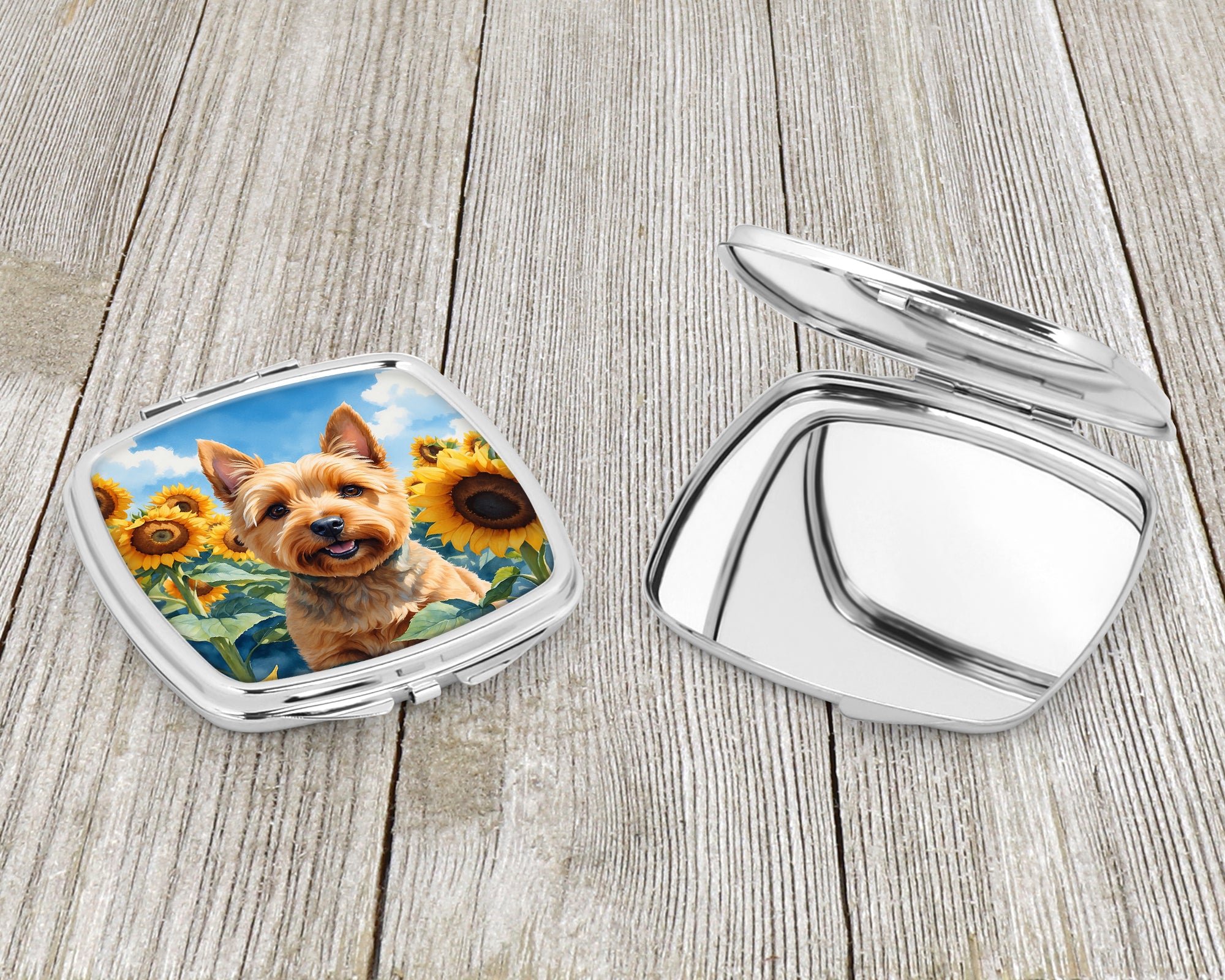 Norwich Terrier in Sunflowers Compact Mirror