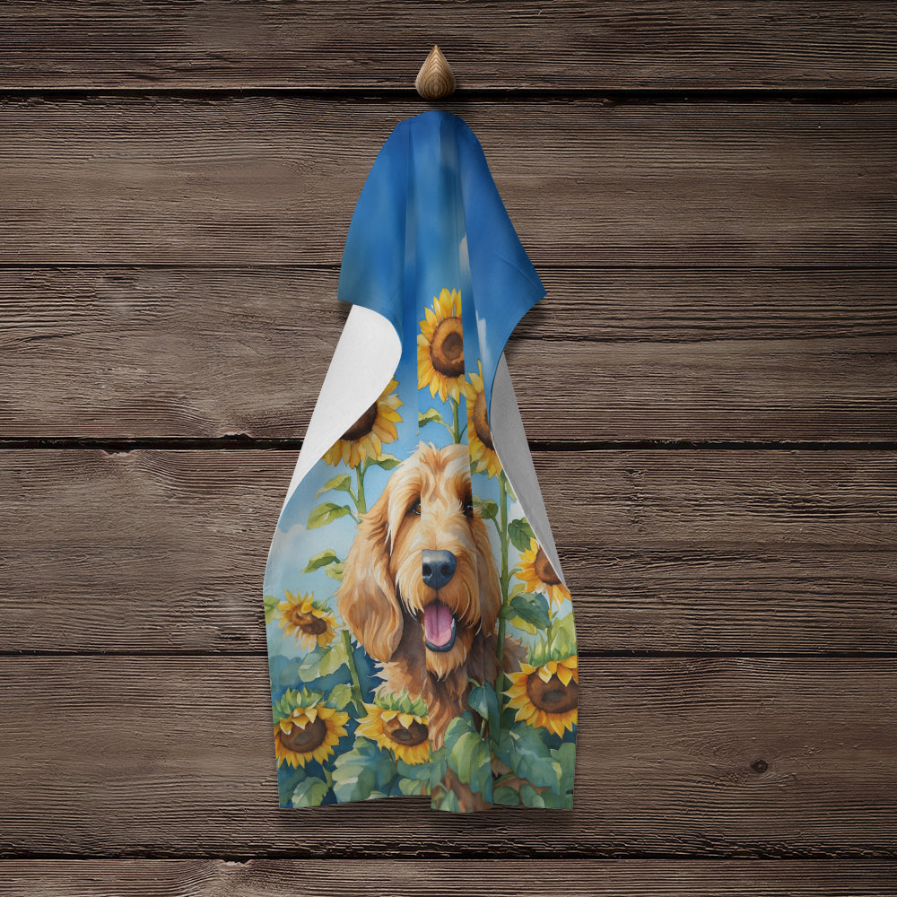 Otterhound in Sunflowers Kitchen Towel