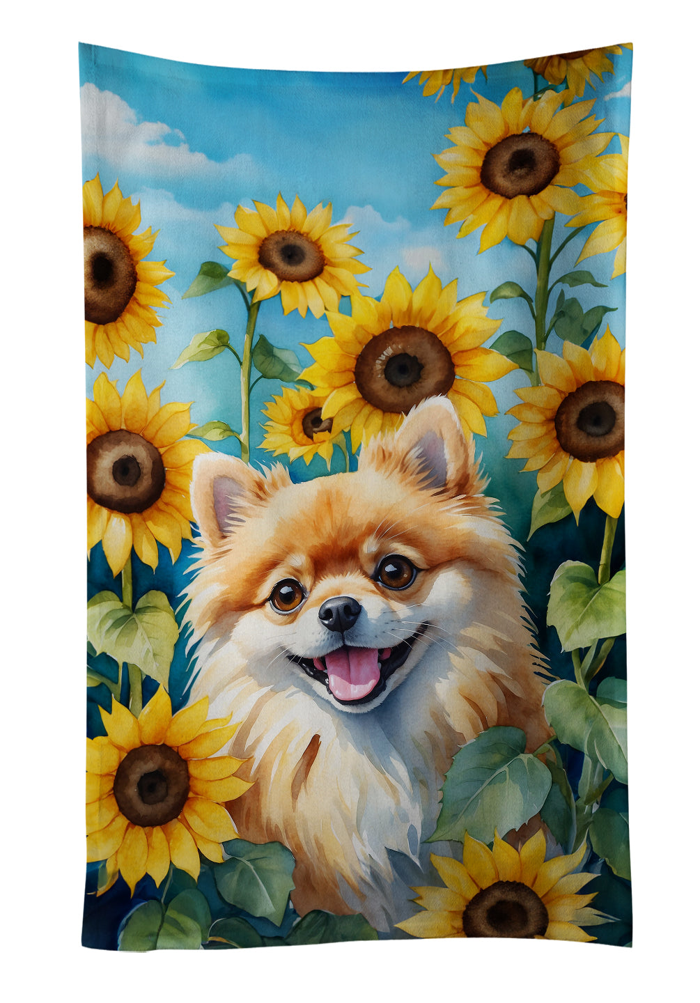 Buy this Pomeranian in Sunflowers Kitchen Towel