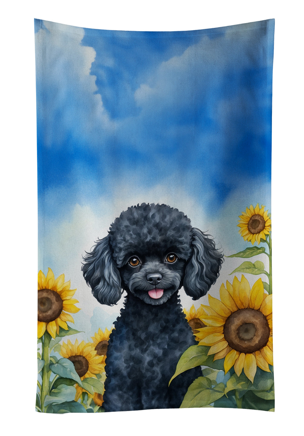 Buy this Black Poodle in Sunflowers Kitchen Towel
