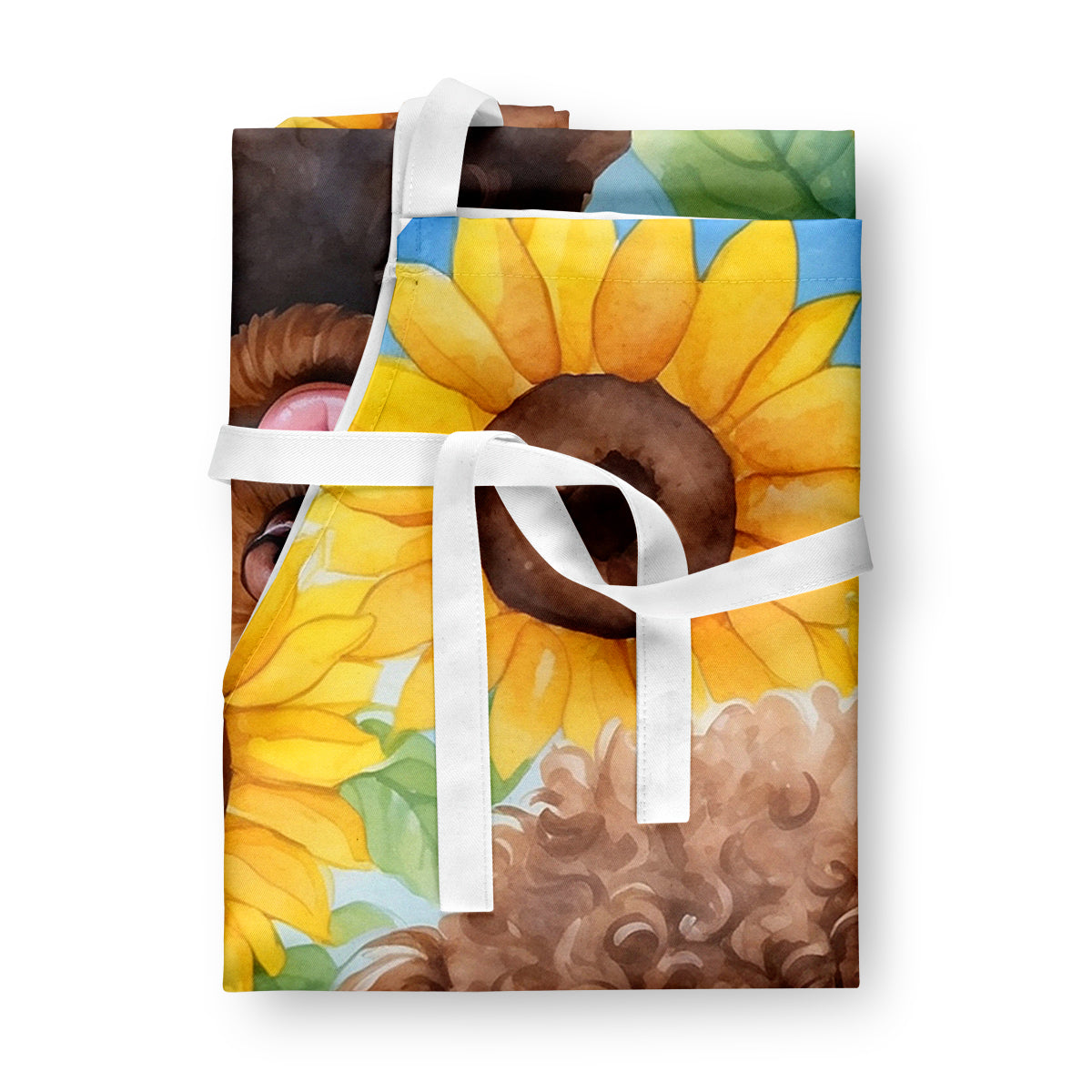 Chocolate Poodle in Sunflowers Apron